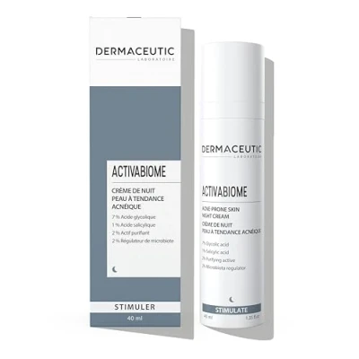 Imagen de Dermaceutic Activabiome Crema de noche para piel propensa al acné con solución ácido glicólico, regulador microbiota, salicílico y principio activo purificante 40 ml