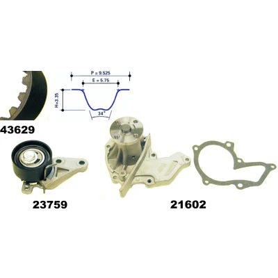 Imagen de MAPCO 41629 Bomba de Agua + Kit Distribucion FORD: Focus 2, FIESTA 5, C Max, VOLVO: S40 II, V50