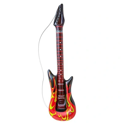 Imagen de Widmann 04815 Guitarra hinchable de estrella rock con llamas, aprox. 105 cm largo, para carnaval y fiestas temáticas