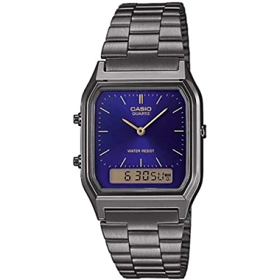 Imagen de Casio Reloj Cuarzo Unisex 30.00mm con dial Análogico Digital Azul y Correa de Pulsera Metal Plata AQ 230EGG 2AEF