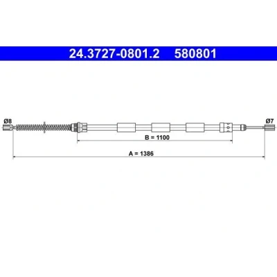 Imagen de ATE 24.3727 0801.2 Cable de Freno Mano 1386 PEUGEOT: 205 II Hatchback