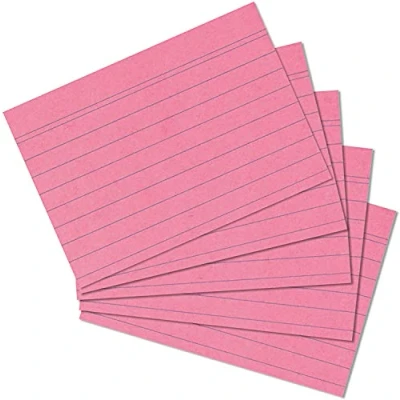 Imagen de Exacompta 38085SB Paquete de 100 fichas cartulina rayadas sin perforar en film compatibles con impresoras inkjet, láser y fotocopiadoras formato 55 x 74 mm color rosa