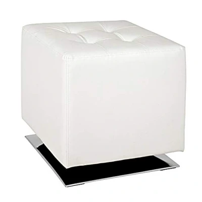Imagen de HAKU Möbel Taburete cromo, blanco, Imitación de cuero, metal Dim.: AN 40 cm x AL 42 P cm, Estilo: Moderno