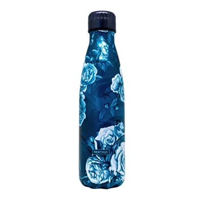 Imagen de Nerthus FIH 776 Botella Termo Doble Pared para frios y Calientes diseño Margaritas Color Azul 350ml, Acero Inoxidable, Libre de BPA, 18/8, Multicolor, 350 ML