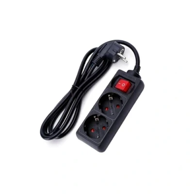 Imagen de Regleta alemana de 2 vías con interruptor, 3 m, 3G, 1,5 mm² negra. Ideal para asegurar tus dispositivos estilo y funcionalidad en cualquier espacio. ¡Conéctate confianza!