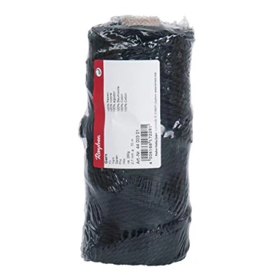 Imagen de Rayher hilo de algodón 3.7 mm diámetro, color negro, bobina 70 m, aprox. 280 g, 80 % 20 poliéster, macramé, para manualidades, colgar en la pared, 4400301
