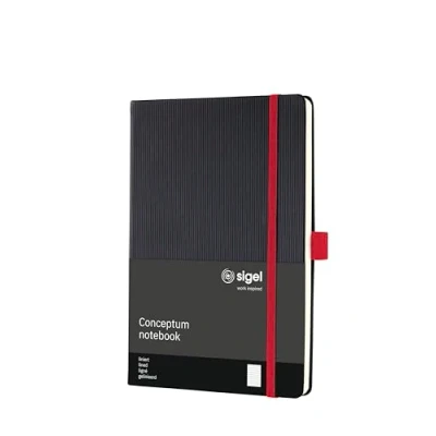 Imagen de SIGEL CO663 Cuaderno premium a líneas, A5, tapa dura, negro, rojo Conceptum