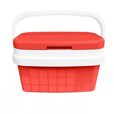 Imagen de COM FORT HOUSE Nevera Portátil con Asa Rígida Porta Alimentos para Camping, Playa, Acampada Color Rojo Capacidad 16L