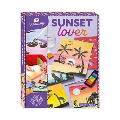 Imagen de JANOD Sunset Lover I Love Creativity 5 Cuadros Pintura Acuarela y Plantillas Manualidad Creativa Motricidad Fina Concentración A Partir de 8 Años, J07737