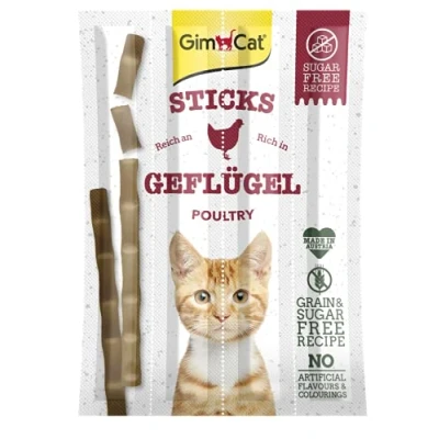 Imagen de GimCat Sticks ave Suaves palitos para masticar con alto contenido de carne y sin azúcar añadido 1 paquete (1 x 4 sticks)