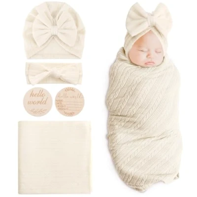 Imagen de DRESHOW Manta Bebé Recien Nacido de Arrullo Cobija Envolvente para Swaddle Bebés 0 3 Meses