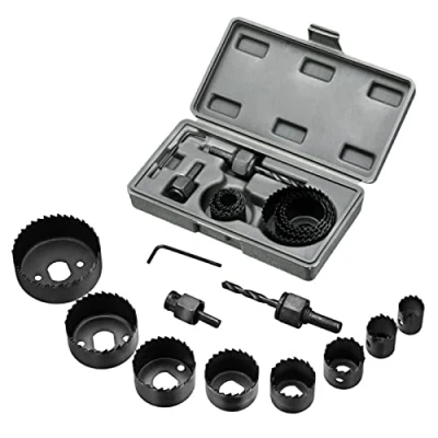 Imagen de 11PCS Sierras Perforadoras,Bi Metal Coronas Perforadoras,Sierras Perforadoras 8 Discos:19 mm 64mm Taladros,para Aluminio Madera PVC y Plástico Adecuado Para Taladro Percutor o Impacto