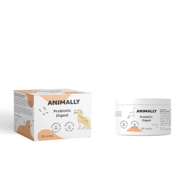 Imagen de Animally Probiotic Digest 30 Comprimidos. Salud digestiva, probiótico para Perros y Gatos, Blanco