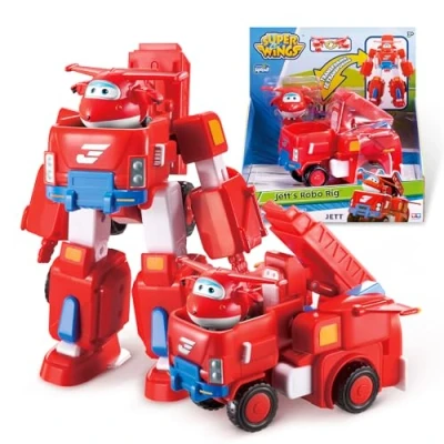 Imagen de Super Wings Deluxe Transforming Jett Vehicle, Color Rosso, 7 Pulgadas (Alpha Animation &amp; Toys Ltd EU720311)
