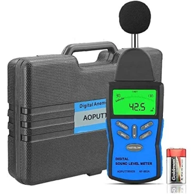 Imagen de Medidor de nivel sonido digital AP 882A decibelios 30 130dBA medición ruido Decibel Registrador datos, pantalla LCD, salida CA/CC, luz fondo
