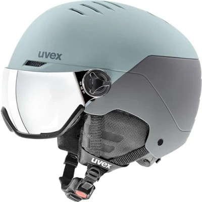 Imagen de uvex wanted visor, casco de esquí robusto unisex, con visera, ajuste talla individualizado, glacier, rhino matt, 54 58 cm