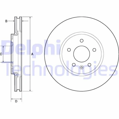 Imagen de DELPHI BG4672C Disco de freno 321 30 5 ventilado revestido sin procesar cojinete rueda, anillo sensor ABS OPEL: Astra J Hatchback, GTC