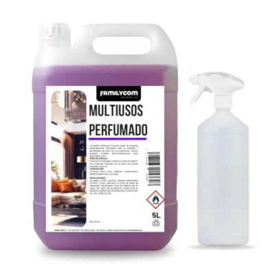 Imagen de FAMILYCOM Limpiador Multiusos Profesional con Pulverizador 5L Perfumado y Concentrado Limpieza de Cristales, Cocina, Baño todo tipo Superficies.