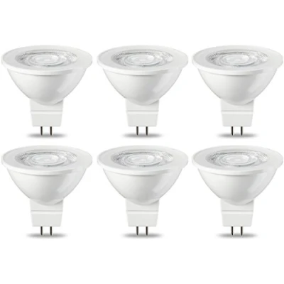 Imagen de Amazon Basics Bombilla de luz puntual GU5.3 tipo LED MR16 4.5 W (equivalente a 35 W), blanco cálido, no regulable, paquete 6