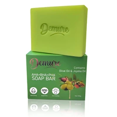 Imagen de Demure AHA BHA PHA jabón, Ácido Salicílico, Glicólico, Lactobiónico, Exfoliante para Limpieza Facial y Corporal Efecto Hidratante