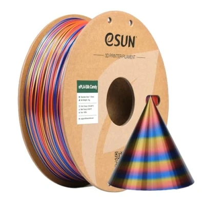 Imagen de eSUN Filamento PLA Caramelo Seda 1.75mm, Sedoso Multicolor Impresora 3D PLA, 1KG Carrete para Impresoras 3D，Rojo Oro Azul