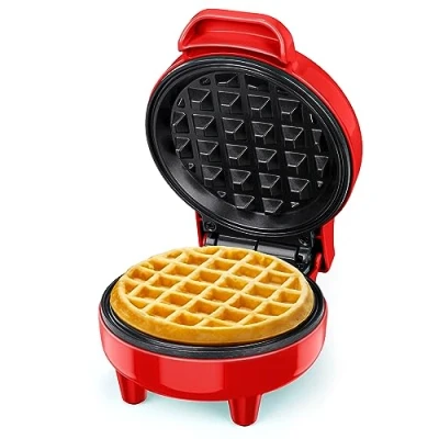 Imagen de SNAILAR Gofrera Mini, ‎550Ｗ Waffle Maker, Pequeña Para Gofres, Antiadherente, Mango Cool Touch, Diseño Compacto, Temperatura Automática, Rojo
