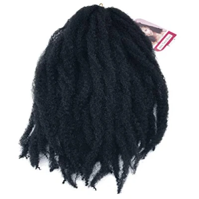 Imagen de Coolbers 18 pulgadas Afro Kinky Pelo rizado Marley Trenzas Crochet Extensión del Curly (18 pulgadas, 1B)