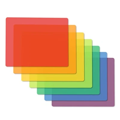 Imagen de Fotouzy Tablas de Cortar Plástico para la Cocina, Juego 7 Tapetes Flexibles Cortar, Libres BPA, No Porosos, Aptos Lavavajillas, 15x12 In, Colores Translúcidos