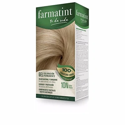 Imagen de Farmatint Gel 10N Rubio Platino Color natural y duradero Componentes vegetales aceites naturales Sin amoníaco Parabenos Dermatológicamente testado, 135ml