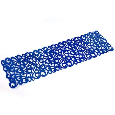 Imagen de Camino de mesa rectangular fieltro hueco en 7 colores, manteles individuales para decoración del hogar, 40 x 11 pulgadas (azul marino)