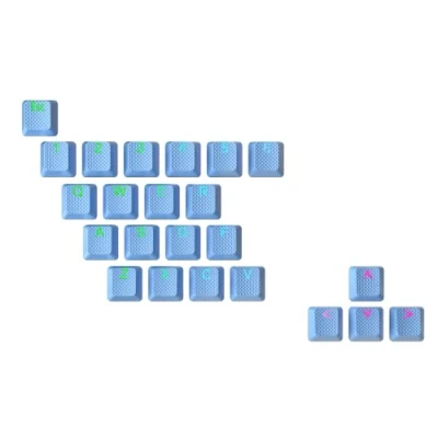 Imagen de Ranked Teclas de Goma Doble Shot Translúcido Perfil OEM para Teclados Mecánicos Juegos (Malibú Azul, 23 Teclas)
