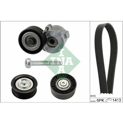 Imagen de INA 529 0304 10 Juego de correas trapeciales poli V Revisar/sustituir poleas libres del alternador OPEL: Vectra C Berlina, CC
