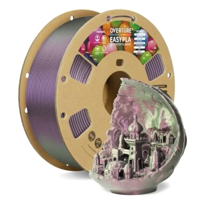 Imagen de OVERTURE Shimmer EASY PLA Filamento 1,75 mm, Para Impresora 3D de 1 kg (2,2 lb), Precisión Dimensional +/ 0.02 mm(Shimmer Púrpura)