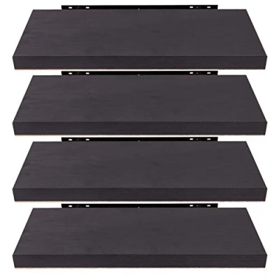 Imagen de EUGAD Estante Flotante de Pared Retro Estantería Madera Colgar Libro CD Juego 4 para Salon Dormitorio 120cm Negro 0129QJ