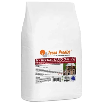 Imagen de M refractario GRIS de Tecno Prodist (SACO 10 Kg) Mortero especial para ladrillos refractarios y enlucidos en zonas que alcancen altas temperaturas como barbacoas, hornos o chimeneas(Gris)
