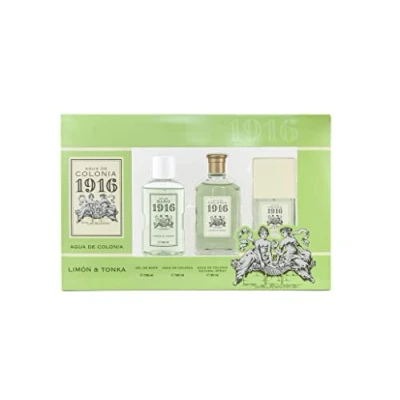 Imagen de 1916 Limón &amp; Tonka, Perfume 100 ml + 30 Gel de Baño ml, Unisex, Estuche Regalo para Hombre y Mujer, Fragancia Fresca, Cítrica Delicada, Larga Duración