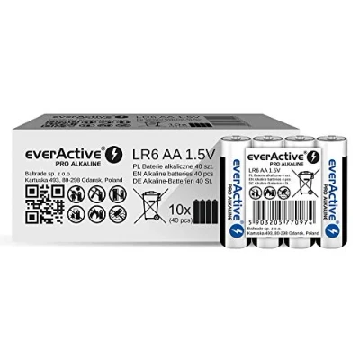 Imagen de everActive Mignon LR6 R6 Pilas AA (40 Unidades, 1,5 V, 10 años de duración, 40 Unidades)