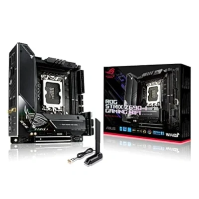 Imagen de ASUS ROG Strix Z690 I Gaming WiFi Placa Base Intel LGA 1700 ATX (VRM de 10+1 Fases, DDR5, PCIe 5.0, Wi Fi 6E, LAN 2.5 GB, Dos M.2, Tarjeta SATA del Panel Frontal y Aura Sync)