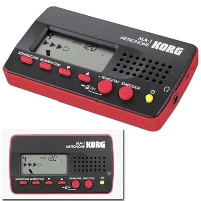 Imagen de Korg MA 1BKRD Metrónomo compacto (C4 B4, 1 a 9 tiempos), color negro y rojo