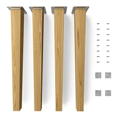 Imagen de Sossai Patas para Muebles de Madera Clif Square Acabado Aceite Altura: 45 cm HMF3 Cuadrado, cónico (versión Recta) Material: Maciza (Roble) mesas, armarios