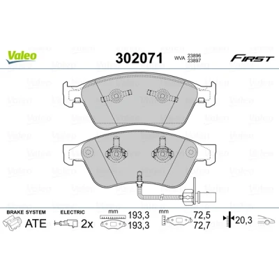 Imagen de VALEO 302071 Juego de pastillas freno FIRST Eje delantero con contacto avisador desgaste Chapa antichirridos AUDI: A6 C6 Berlina, Avant