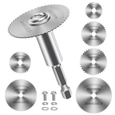 Imagen de 7 Piezas Discos de Corte para Taladro, HSS Hojas Taladro Disco con (60mm) Vástago Hexagonal 1/4&quot;, Mini Sierra Circular Madera Plástico Metal