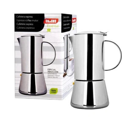 Imagen de IBILI Cafetera express Essential, 4 tazas, 200 ml, Acero Inoxidable, Apto para inducción