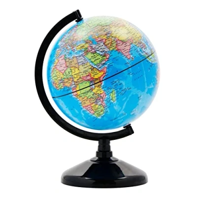 Imagen de Exerz Globo Terráqueo Mapa en Inglés Educativo Girable Decoración de Escritorio Político Geográfica/Moderna (14cm)