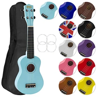 Imagen de Tiger Mad About SU8 Ukelele soprano en azul claro con estuche, púa y cuerdas de repuesto, óptimo para escuelas principiantes