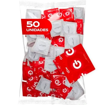 Imagen de ON) Condones sabor fresa I 54 mm ancho Paquete de 50 rojos y afrutados con lubricante silicona grosor pared 0,07 veganos para hombres