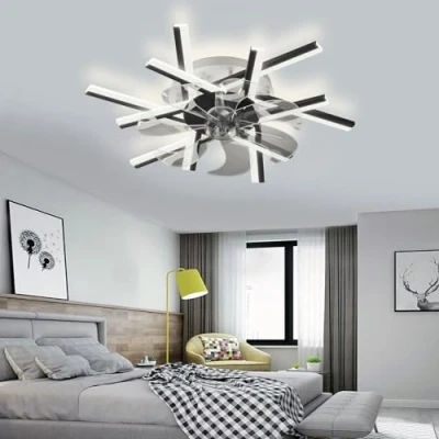 Imagen de ycwdcz Ventilador De Techo Grande 100CM con Mando A Distancia App Reversible DC 6 Velocidades Silencioso Luz LED Regulable para Salón Dormitorio Black62CM