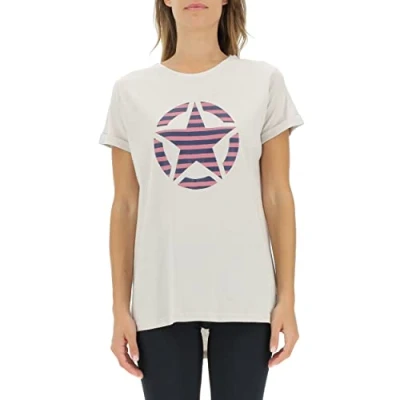 Imagen de JEEP O102613 J863 J Woman T Shirt Oversize Star Striped Print Turn up Sleeve J22W Mujer Light Graystone L