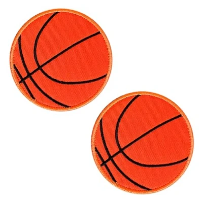 Imagen de 2 parches con logotipo de baloncesto, símbolo divertido, bordado, insignia deportiva, parche compatibles velcro para mochilas, ropa, bolsos, uniforme, chaleco, jersey