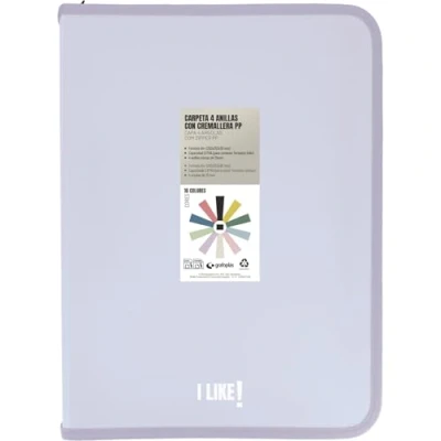 Imagen de Grafoplas Carpeta Anillas a4 con Cremalleras A4+, Lavanda Soft, 4 25mm, Incluye Compresor Plástico, Colección Papeleria Like, Material Polipropileno, Perfecto Escolar